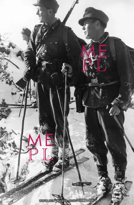 : Mountain infantry while skiing, 1939 : Mountain infantry while skiing, 1939