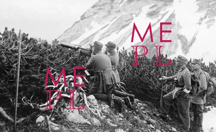 : Mountain troops during target practice with a machine gu : Mountain troops during target practice with a machine gu