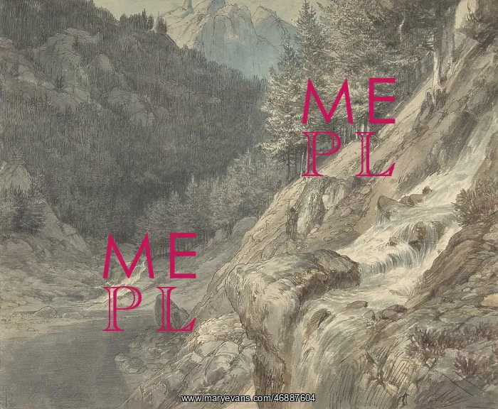 : Mountainous Landscape with a River, 1807?63, Pen : Mountainous Landscape with a River, 1807?63, Pen