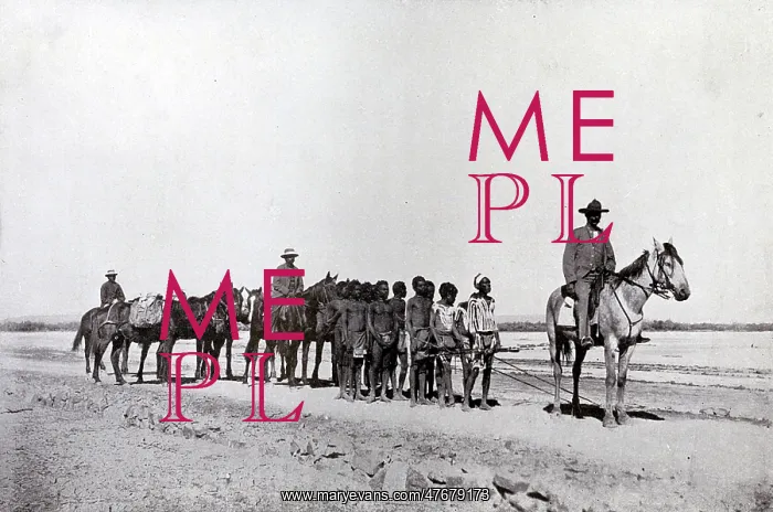 : Mounted police constable with cattle killers, Australia : Mounted police constable with cattle killers, Australia