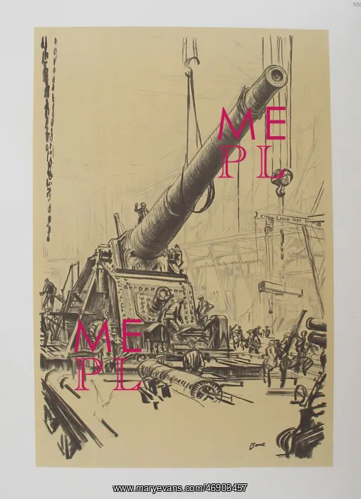 : Mounting a Great Gun, Coventry, by Muirhead Bone : Mounting a Great Gun, Coventry, by Muirhead Bone