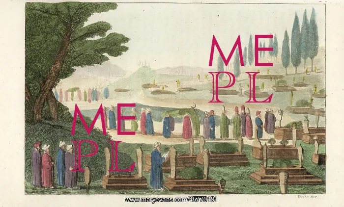 : Mourners in a Muslim cemetery : Mourners in a Muslim cemetery