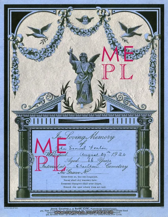  : Mourning card, 1924