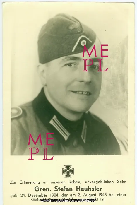 : Mourning card for German Grenadier Heuhsler : Mourning card for German Grenadier Heuhsler