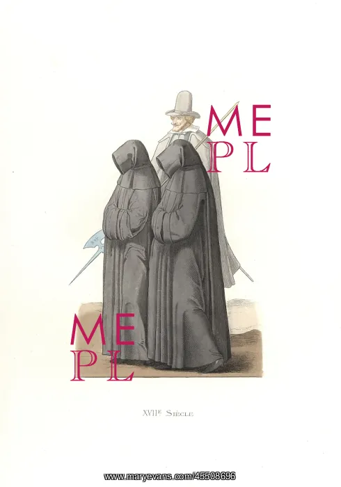 : Mourning habits, 17th century, from the funeral : Mourning habits, 17th century, from the funeral