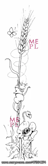  : Mouse on barley stalk and butterfly