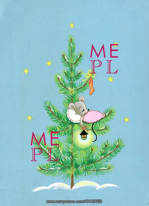  : Mouse sleeping on a tree on Christmas eve