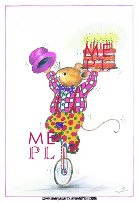  : Mouse on a unicycle with a birthday cake