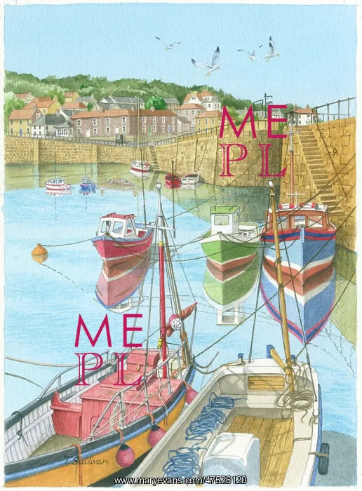 : Mousehole - Cornish Harbour with boats : Mousehole - Cornish Harbour with boats