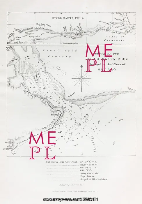 : Mouth of the river Santa Cruz, map : Mouth of the river Santa Cruz, map