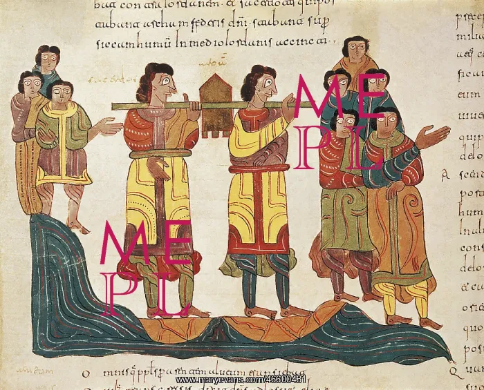 : Mozarabic Bible. 10th c. Transporting the Ark : Mozarabic Bible. 10th c. Transporting the Ark