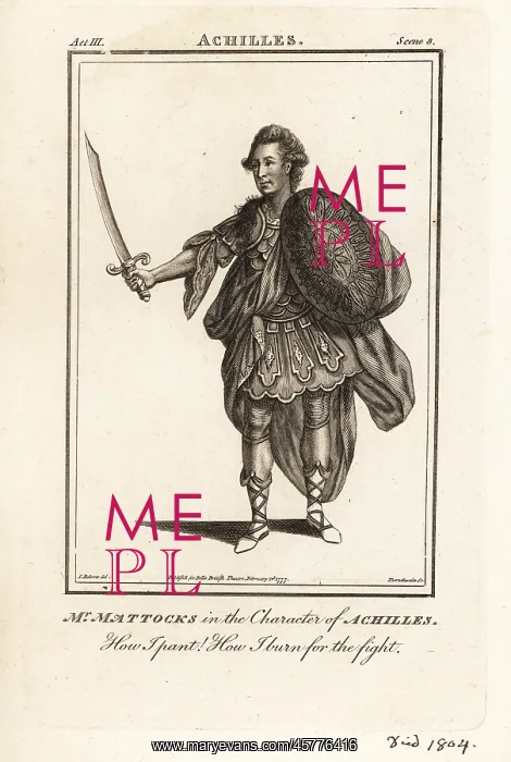 : Mr George Mattocks in the character of Achilles in : Mr George Mattocks in the character of Achilles in