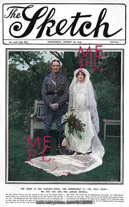 : Mr and the Hon. Mrs Bethell, WW1 wedding : Mr and the Hon. Mrs Bethell, WW1 wedding
