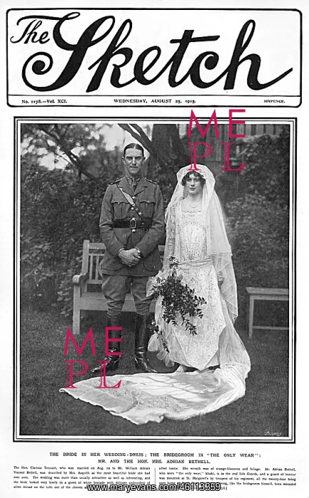 : Mr and the Hon. Mrs Bethell, WW1 wedding : Mr and the Hon. Mrs Bethell, WW1 wedding