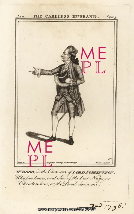 : Mr. James William Dodd in the character of Lord Foppington : Mr. James William Dodd in the character of Lord Foppington
