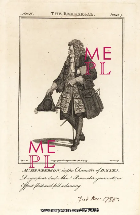 : Mr. John Henderson in the character of Bayes in : Mr. John Henderson in the character of Bayes in