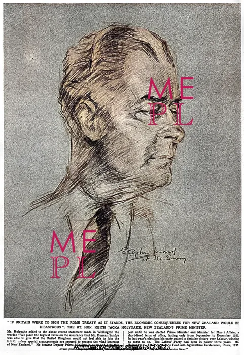 : Mr. Keith Holyoake, as sketched by Stephen Ward, 1961 : Mr. Keith Holyoake, as sketched by Stephen Ward, 1961