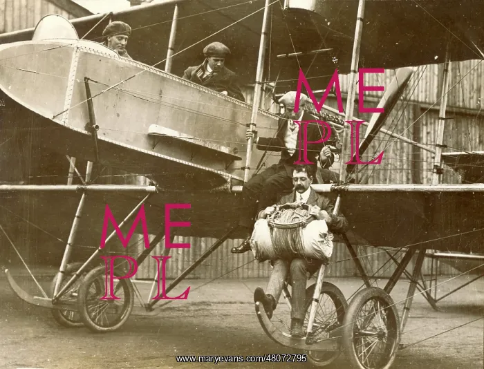 : Mr W Newell preparing for a parachute descent : Mr W Newell preparing for a parachute descent