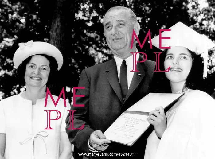 : Mrs. Lady Bird Johnson, President Johnson, ? : Mrs. Lady Bird Johnson, President Johnson, ?