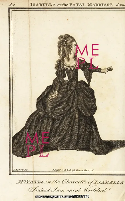 : Mrs. Mary Ann Yates in the character of Isabella in : Mrs. Mary Ann Yates in the character of Isabella in