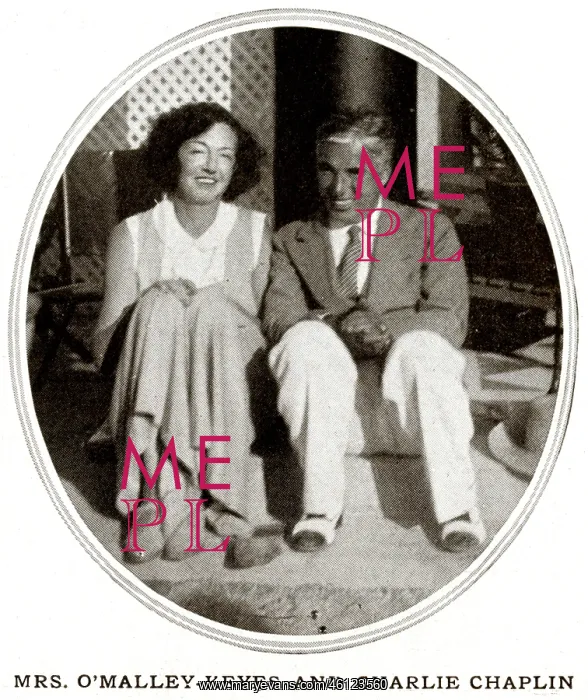 : Mrs O'Malley-Keyes and Charlie Chaplin at Biarritz : Mrs O'Malley-Keyes and Charlie Chaplin at Biarritz