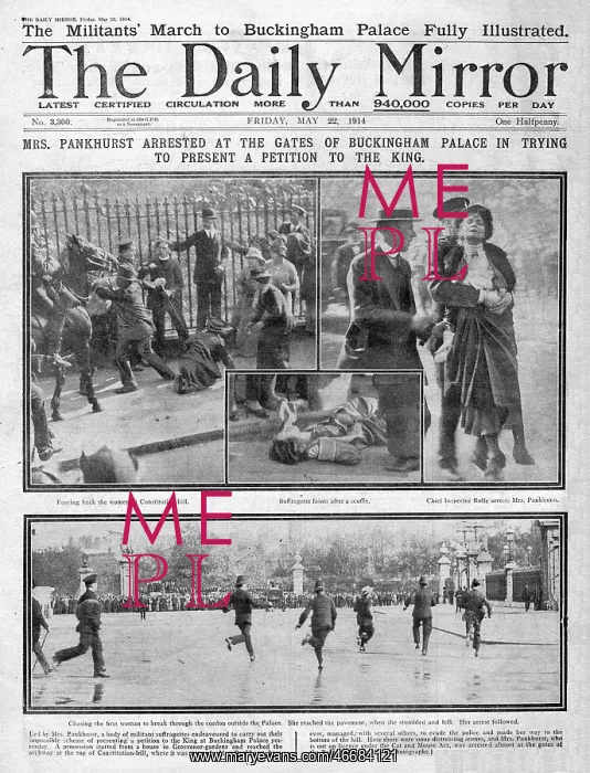 : Mrs Pankhurst arrested outside Buckingham Palace : Mrs Pankhurst arrested outside Buckingham Palace