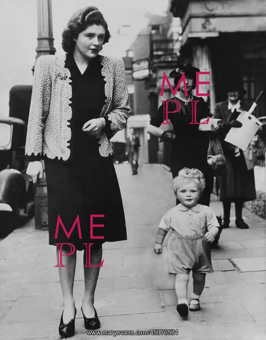 : Mrs. Randolph Churchill (left) walking on : Mrs. Randolph Churchill (left) walking on