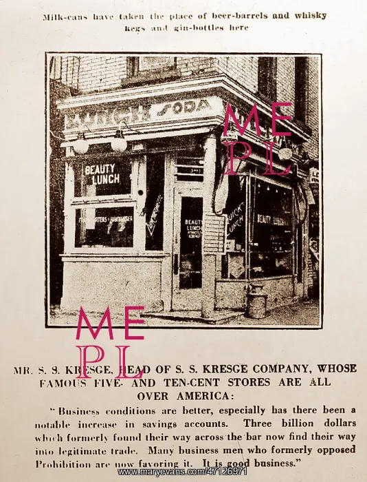  : Mr.ss Kresge prohibition message, probably 1920s
