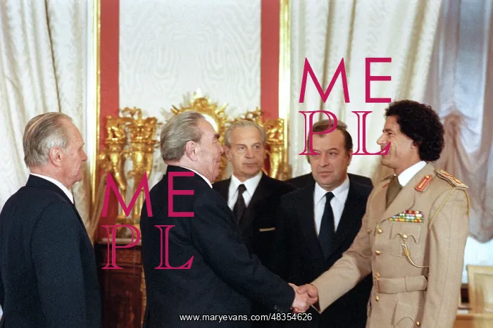 : Muammar Gaddafi on visit to the USSR, 1981 : Muammar Gaddafi on visit to the USSR, 1981