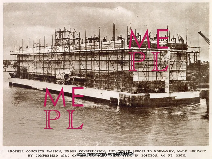 : Mulberry Caisson under construction; Second World War, 1944 : Mulberry Caisson under construction; Second World War, 1944
