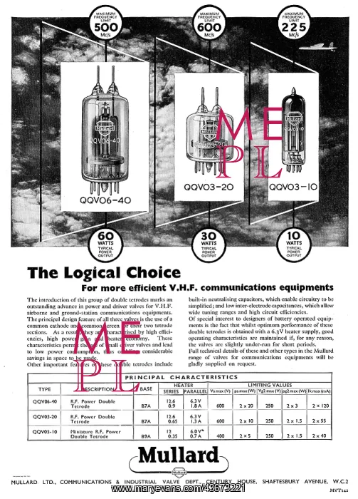: Mullard RF Power Tetrodes For VHF Communications : Mullard RF Power Tetrodes For VHF Communications