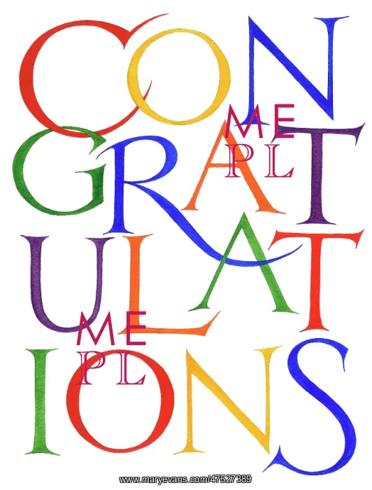  : Multi-Coloured CONGRATULATIONS lettering