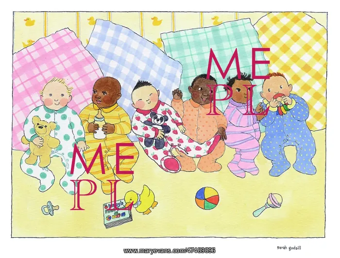 : Multi national babies sitting in a row : Multi national babies sitting in a row
