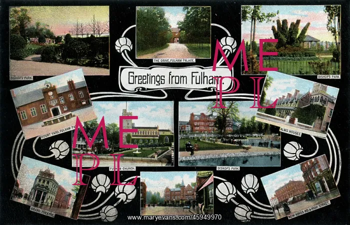 : Multi-view postcard of Fulham, London : Multi-view postcard of Fulham, London