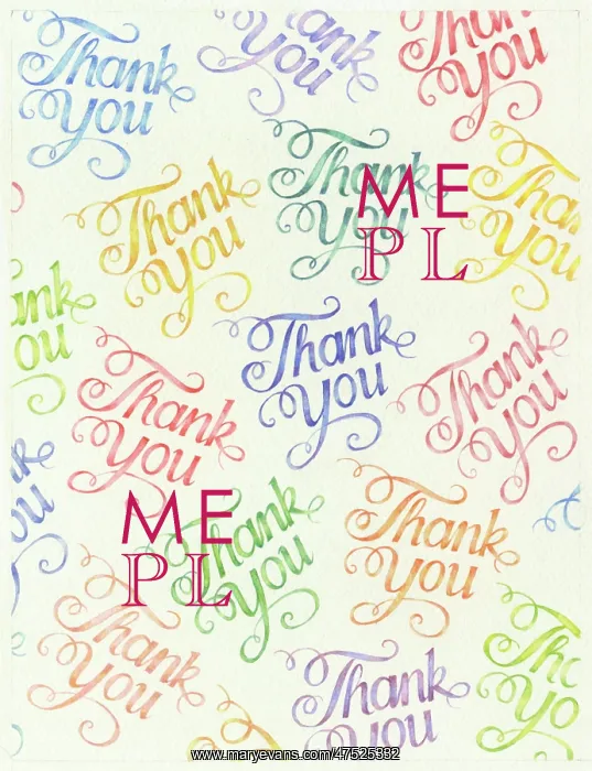  : Multicoloured repeated Thank You design