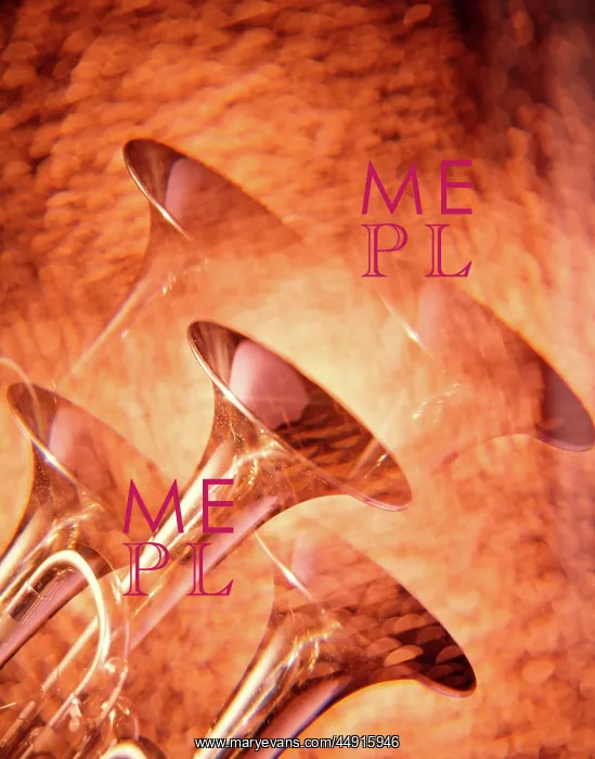 : Multiple Exposure of Brass Trumpets on Golden Background : Multiple Exposure of Brass Trumpets on Golden Background