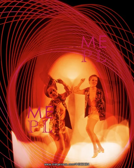 : Multiple Exposure Woman Dancing Amid Psychedelic Lights : Multiple Exposure Woman Dancing Amid Psychedelic Lights