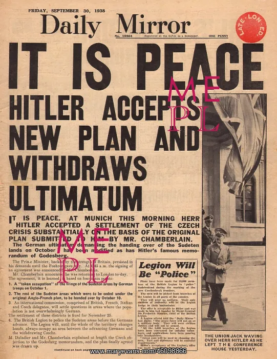 : Munich Agreement -- Peace : Munich Agreement -- Peace