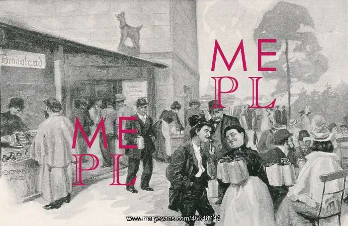 : Munich beer hall. Illustration by O. Graf published : Munich beer hall. Illustration by O. Graf published