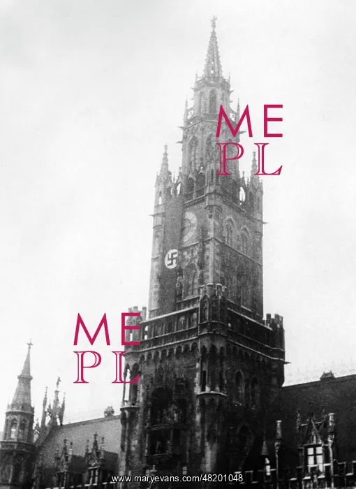  : Munich town hall with swastika flag, 1933