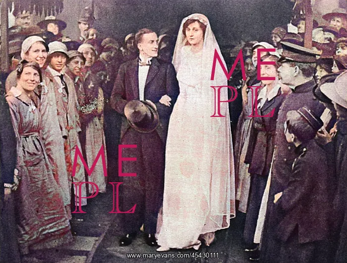 : Munition workers guard of honour at Percy wedding, WW1 : Munition workers guard of honour at Percy wedding, WW1
