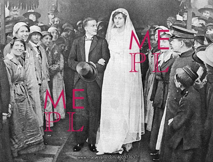 : Munition workers guard of honour at Percy wedding, WW1 : Munition workers guard of honour at Percy wedding, WW1