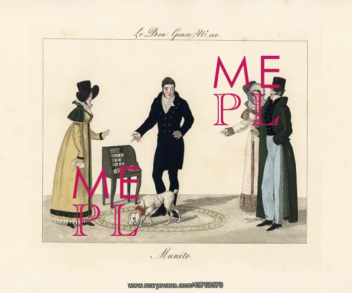 : Munito the wonder dog performing card tricks, 1815 : Munito the wonder dog performing card tricks, 1815