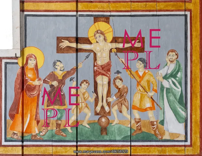 : Mural, Ansgar Church, Ribe Viking Centre, Ribe, Denmark : Mural, Ansgar Church, Ribe Viking Centre, Ribe, Denmark