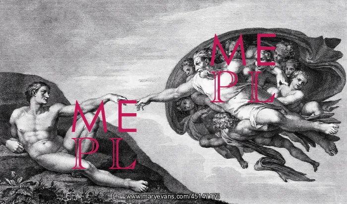 : Mural the Creation of Adam by God Part of the : Mural the Creation of Adam by God Part of the