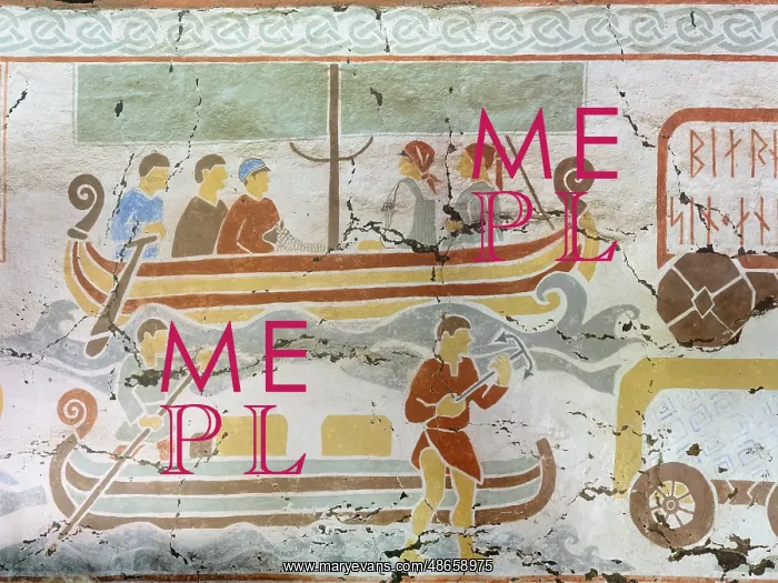: Mural, Thing-hall, Ribe Viking Centre, Ribe, Denmark : Mural, Thing-hall, Ribe Viking Centre, Ribe, Denmark