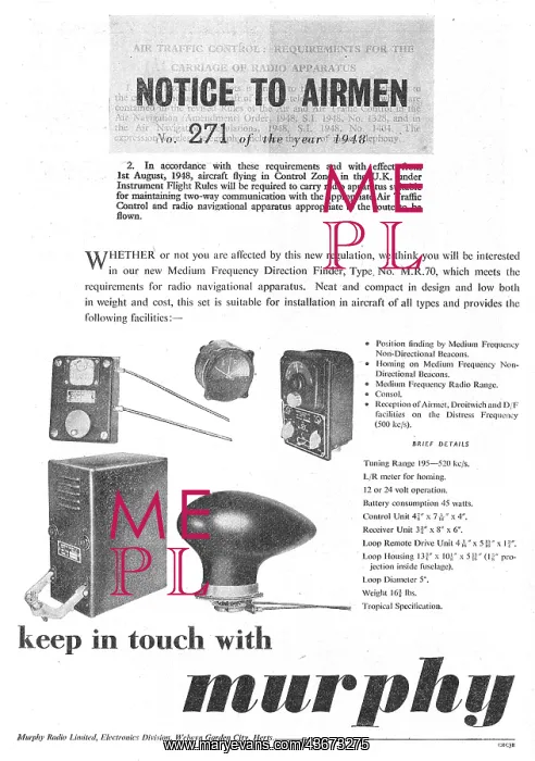 : Murphy MF M.R.70 Direction Finder - Murphy ADF : Murphy MF M.R.70 Direction Finder - Murphy ADF