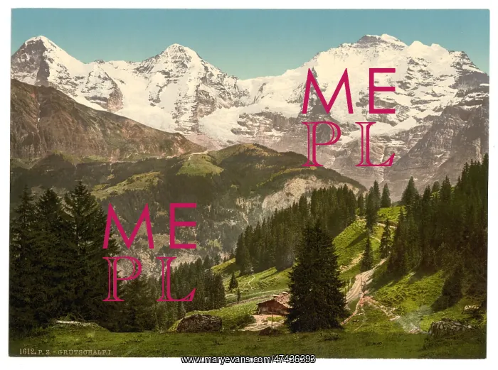: Murren, Grutschalp, I, Eiger, Monch and Jungfrau, Bernese Ob : Murren, Grutschalp, I, Eiger, Monch and Jungfrau, Bernese Ob