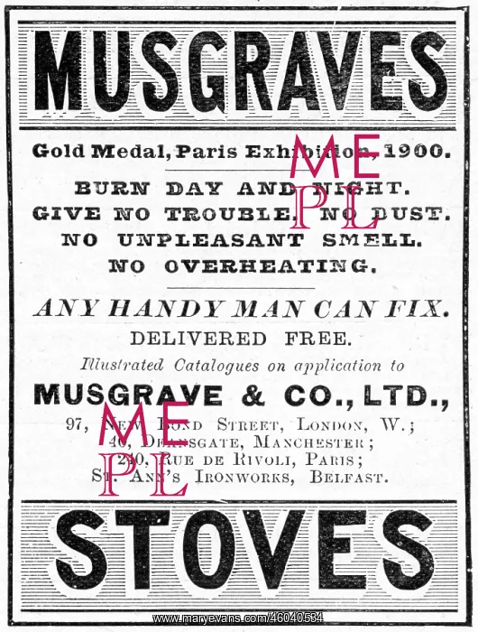 : Musgraves Stoves advert : Musgraves Stoves advert