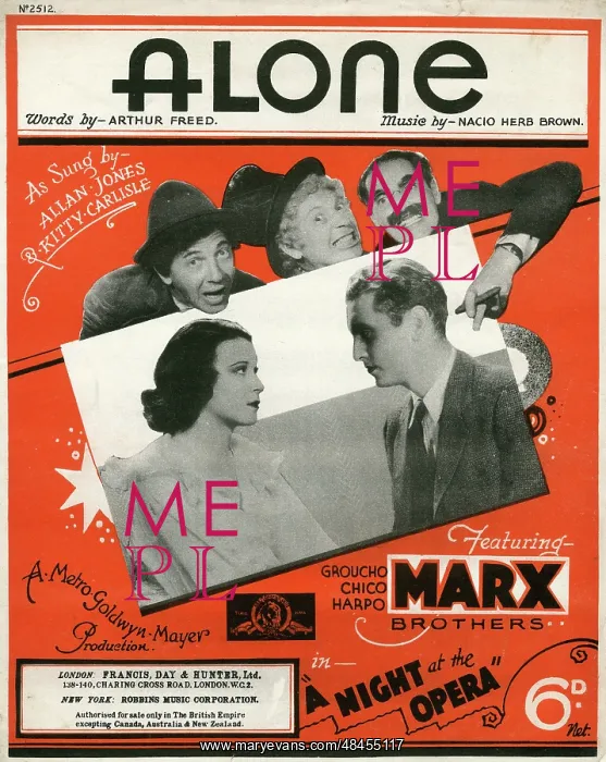 : Music cover, Alone, Marx Brothers : Music cover, Alone, Marx Brothers